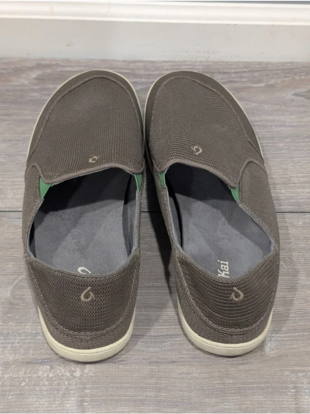 Olukai Nohea Mesh Slip On Shoes Mens Size 12-Mustang Brown/Lime Green Boat Beach